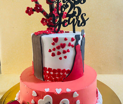 25th Anniversary Silver cake | Special Occasion Kukkr Cakes