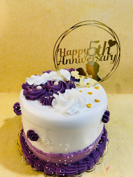 Purple Pearled Graduation Cake - Three Brothers Bakery